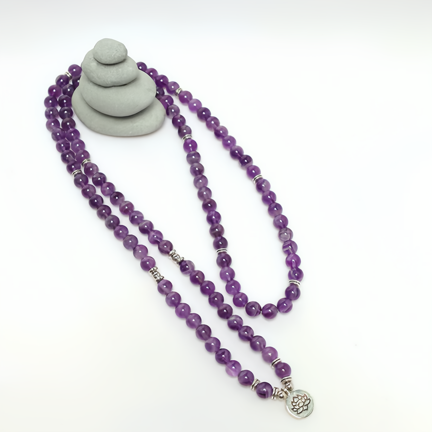 Healing Energy Jewelry: 108 Natural Amethyst Purification Mala Bracelet