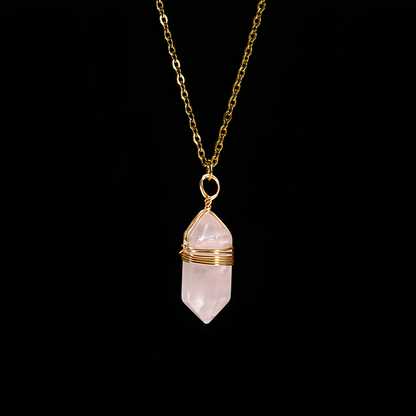 Natural Healing Energy | Moonstone Double Pointed Hexagon Pendant Necklace