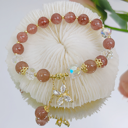 Natural Amethyst Crystal Spiritual Butterfly Charm Bracelet
