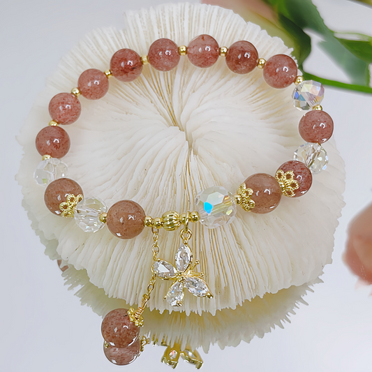 Natural Amethyst Crystal Spiritual Butterfly Charm Bracelet