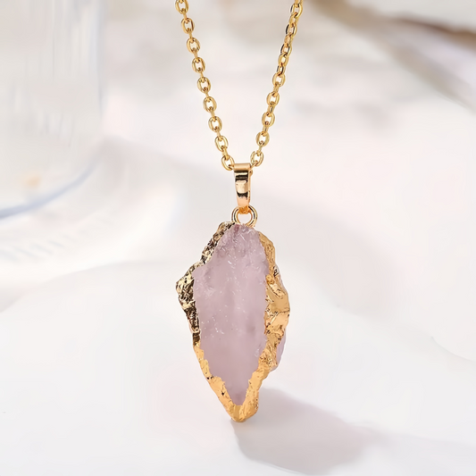Handmade Natural Purple and Green Amethyst Crystal Necklace - Unique Fashion Jewelry