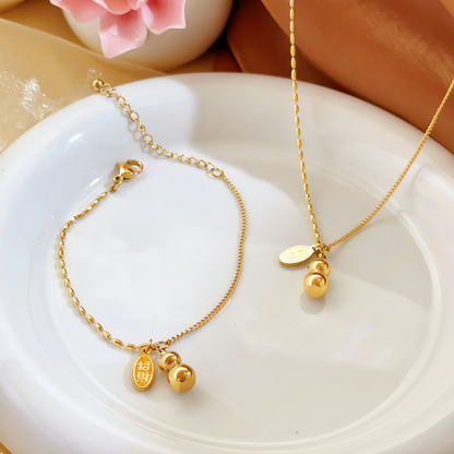 18K Gold Lucky Gourd Bracelet Anklet - Adjustable Style Fortune Jewelry