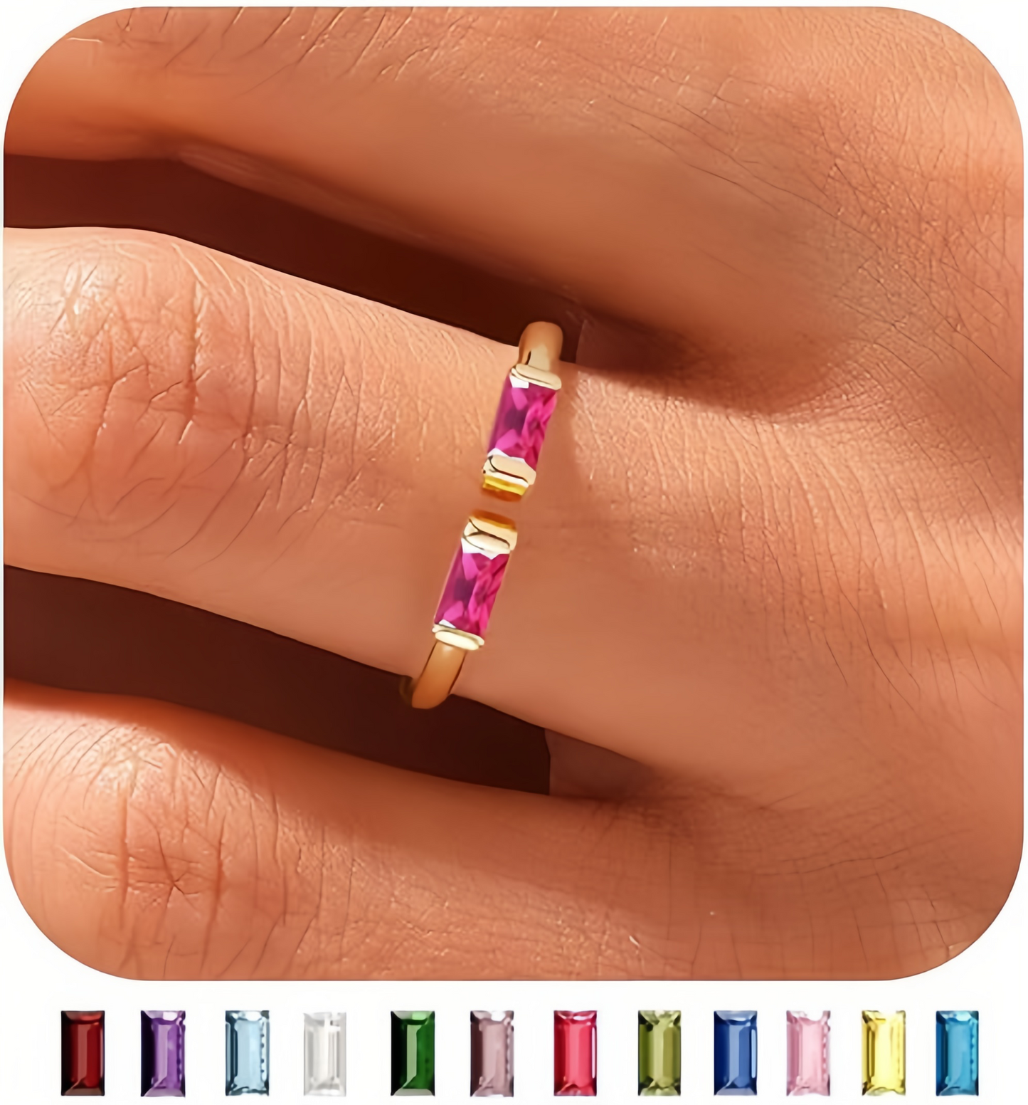 Birthstone Ring by ｜Best Friend Gift ｜ Anniversary Gift ｜ Adjustable Personalized Gemstone Ring