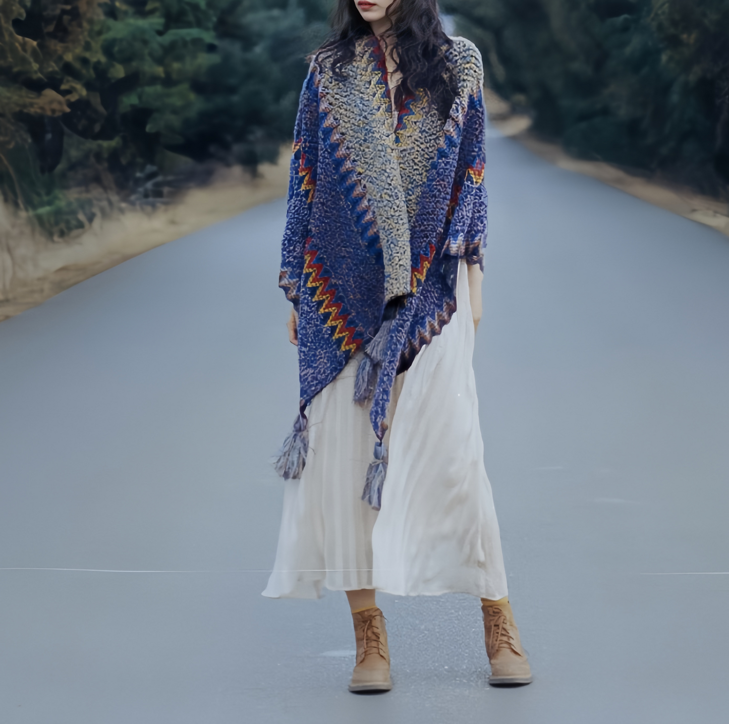 Tibetan Shawl Knitting Warm Cloak Tibetan Tassel Scarf