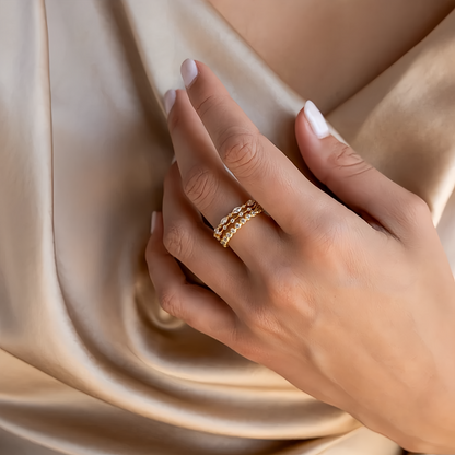 Anello con diamanti impilabili | Set di 3 anelli con pietre preziose | Gioielli in cristallo | Regalo di compleanno per la fidanzata