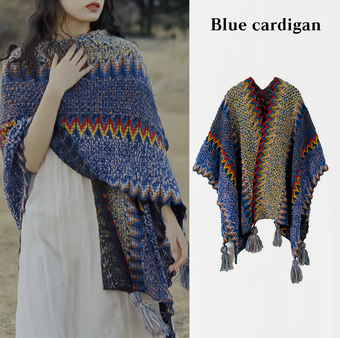 Tibetan Shawl Knitting Warm Cloak Tibetan Tassel Scarf
