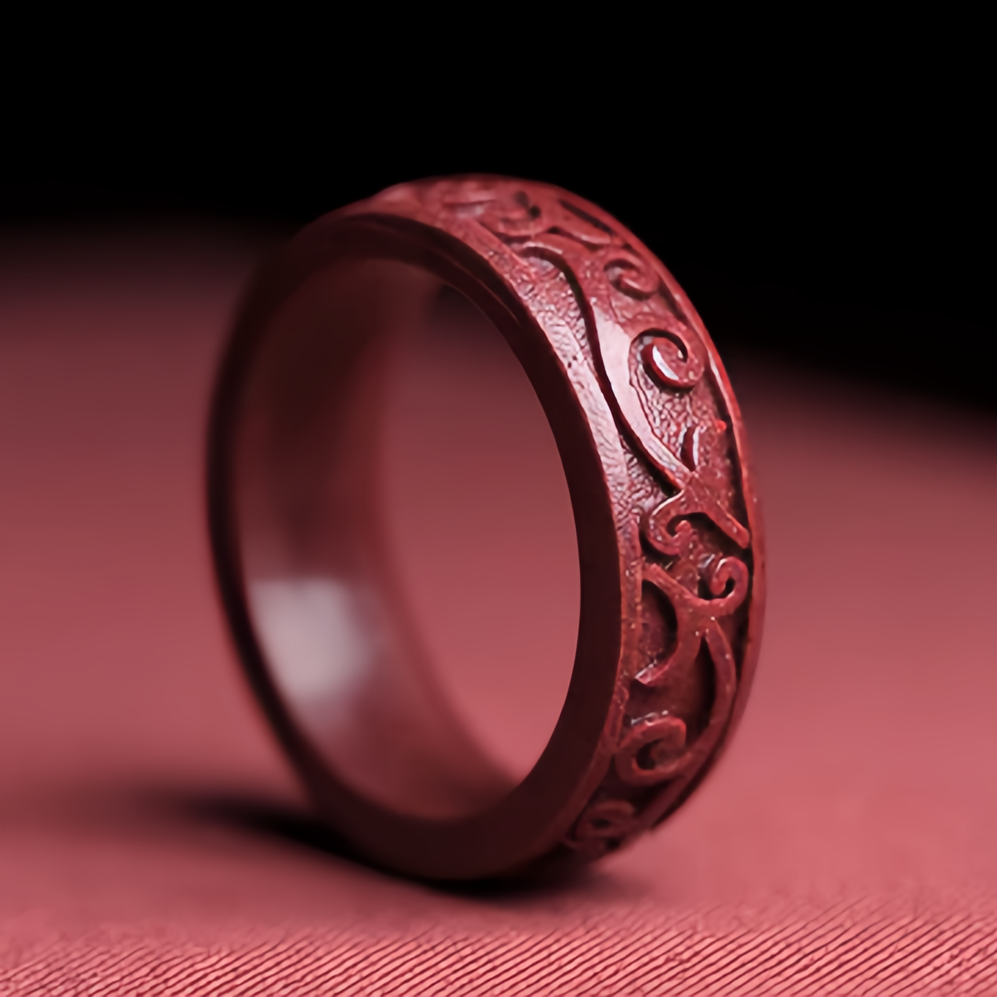 Anello di cinabro fatto a mano con Om Mani Padme Hum, sei sillabe, parole vere, motivo nuvola, simbolo buddista, per uomo e donna.