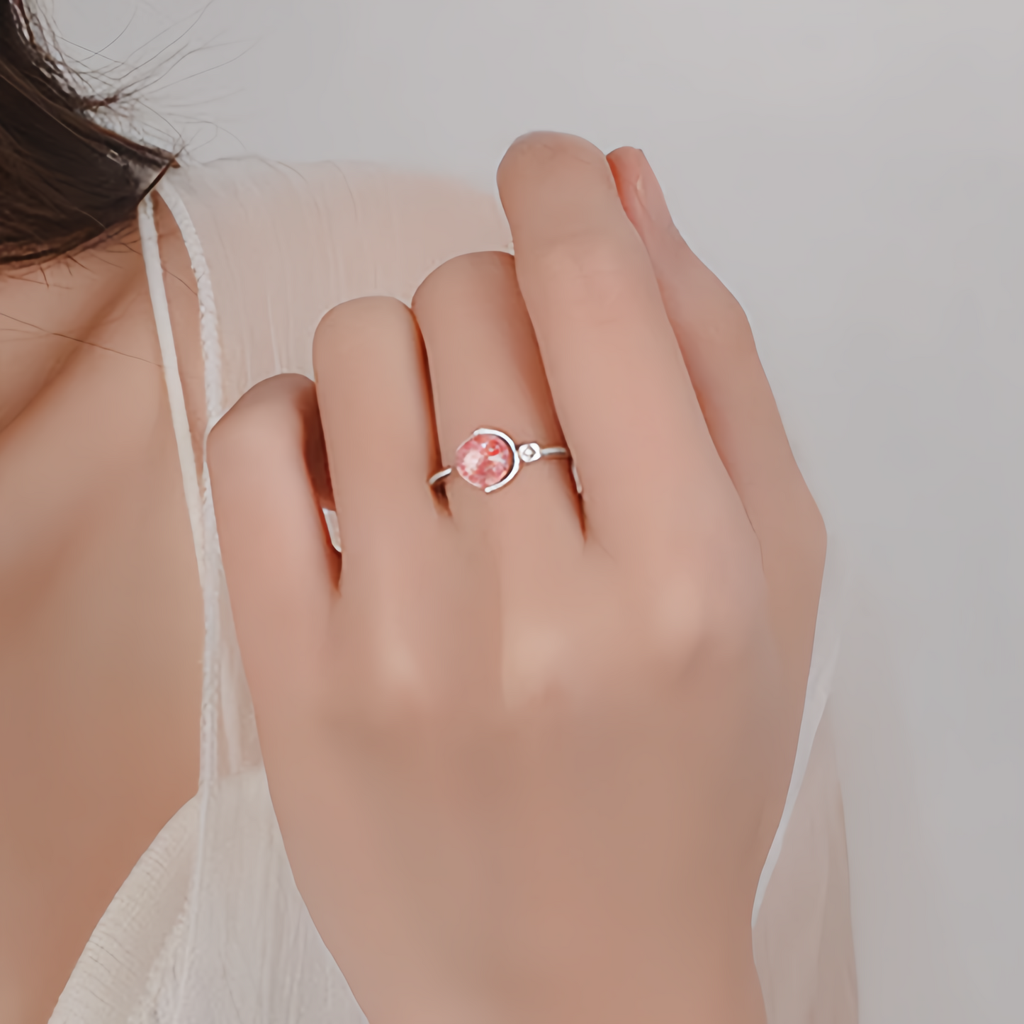Pink Crystal Soothing Rotation Ring