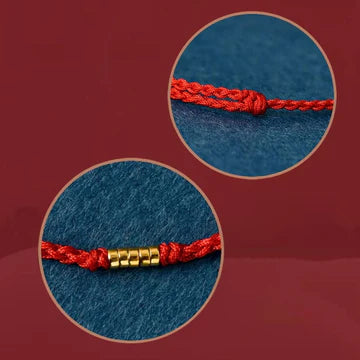 S925 Sterling Silver Lucky Gold Beads Braided Anklet Bracelet for Women - Adjustable Handmade Charm Jewelry