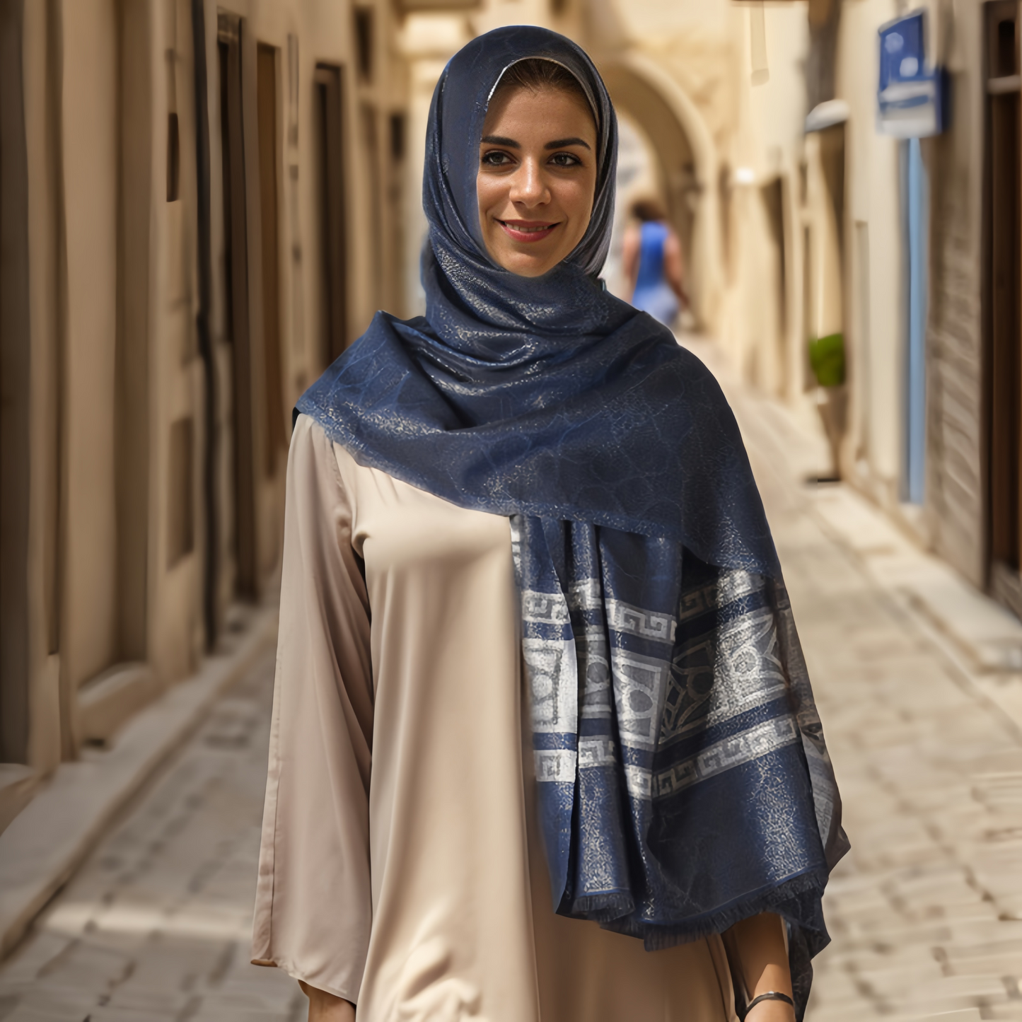 Boho Plaid Scarf - Lightweight UV Protection Silk Shawl for Women, Ethnic Head Cover