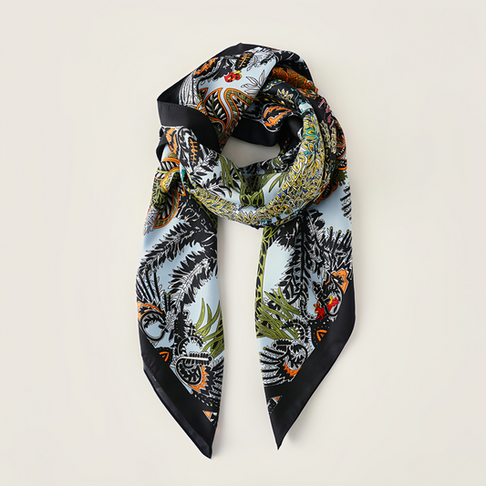 2025 Summer Floral Print Square Scarf - French Vintage Style Chiffon Neck Tie - Breathable Women's Fashion Accessory