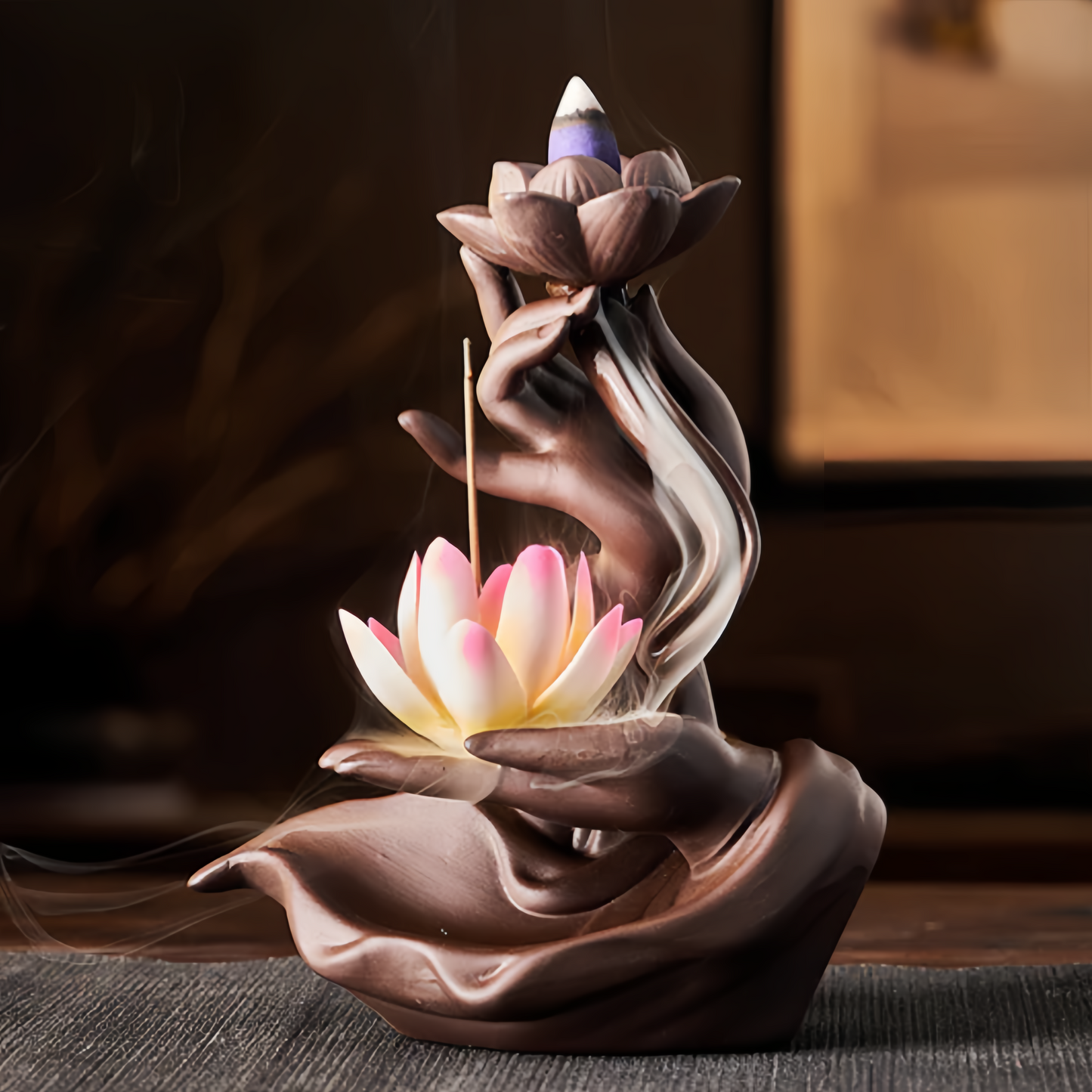 Handcrafted Lotus Buddha Citrus Aromatherapy Incense Burner - Eco-Friendly Zen Meditation Diffuser
