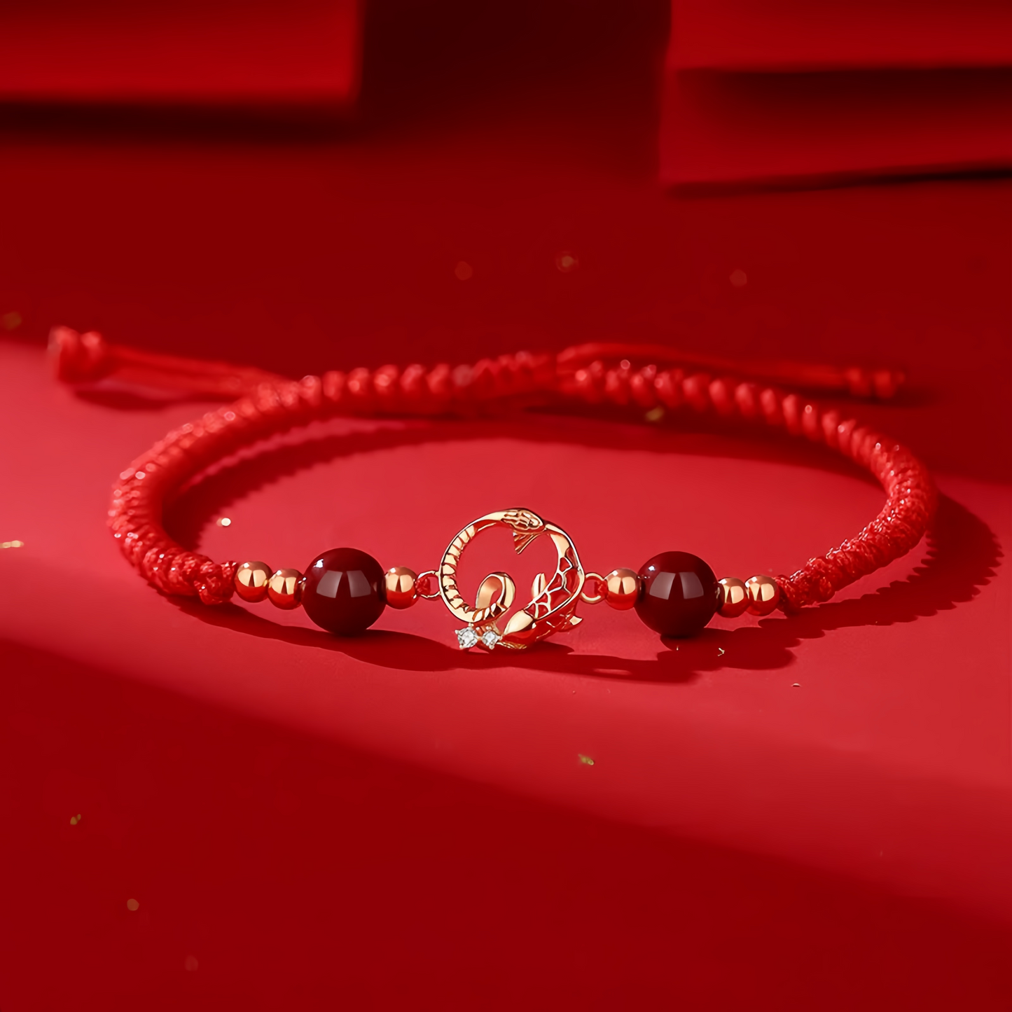 925 Sterling Silver Hetian Jade Cinnabar Koi Fish Year Of  The Snake Protection Braided Bracelet