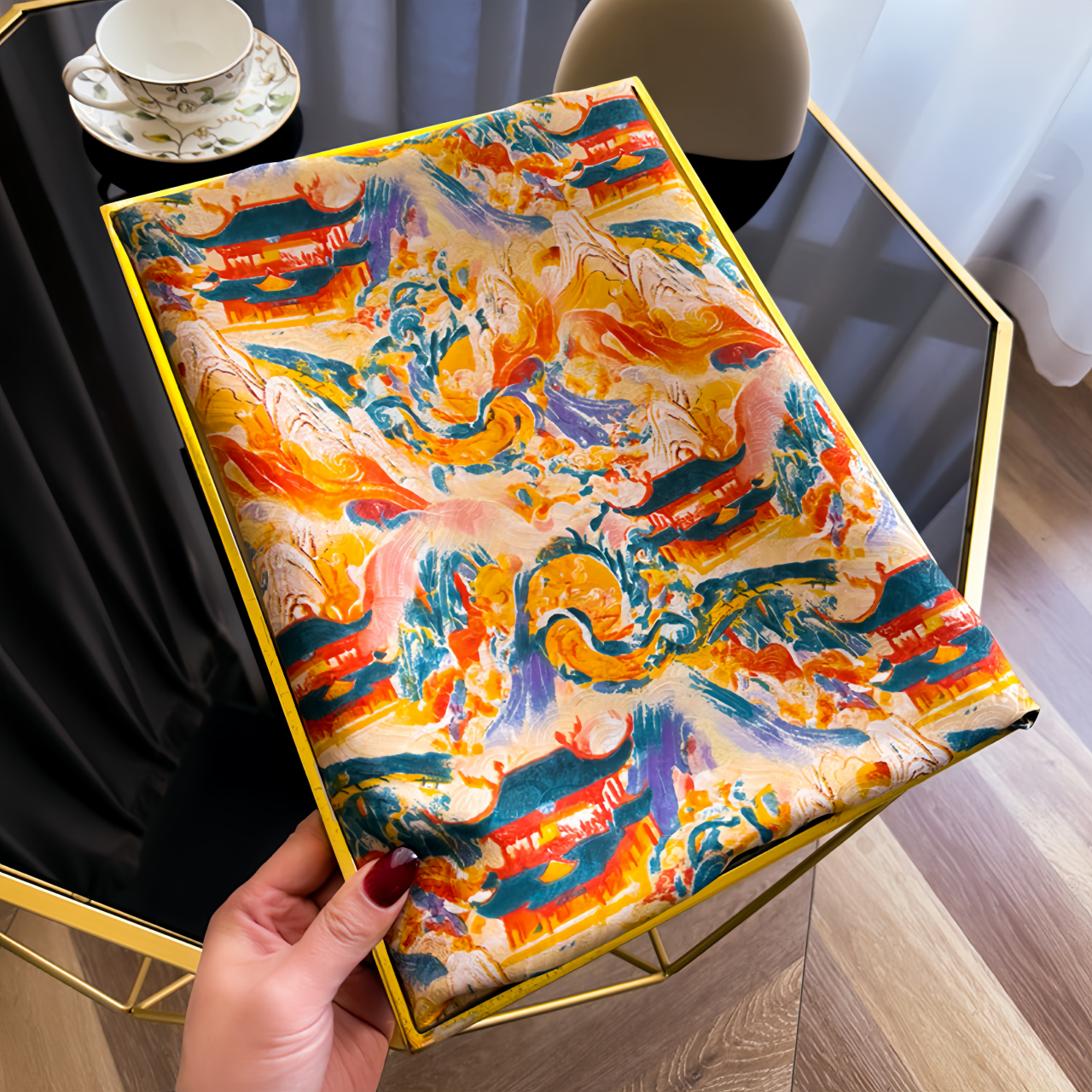 2025 New Dragon Scale Silk Road Handwoven Silk Scarf - UV-Protective Lightweight Vintage Chinese Ethno Fashion Shawl