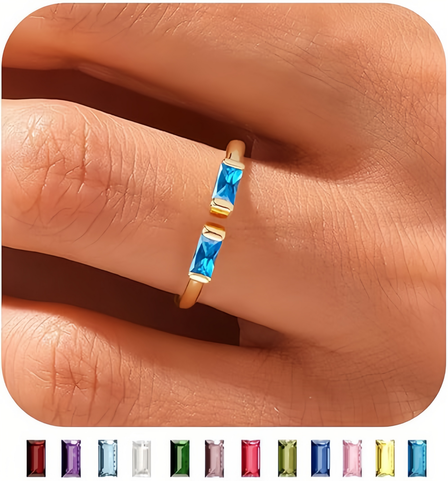 Birthstone Ring by ｜Best Friend Gift ｜ Anniversary Gift ｜ Adjustable Personalized Gemstone Ring