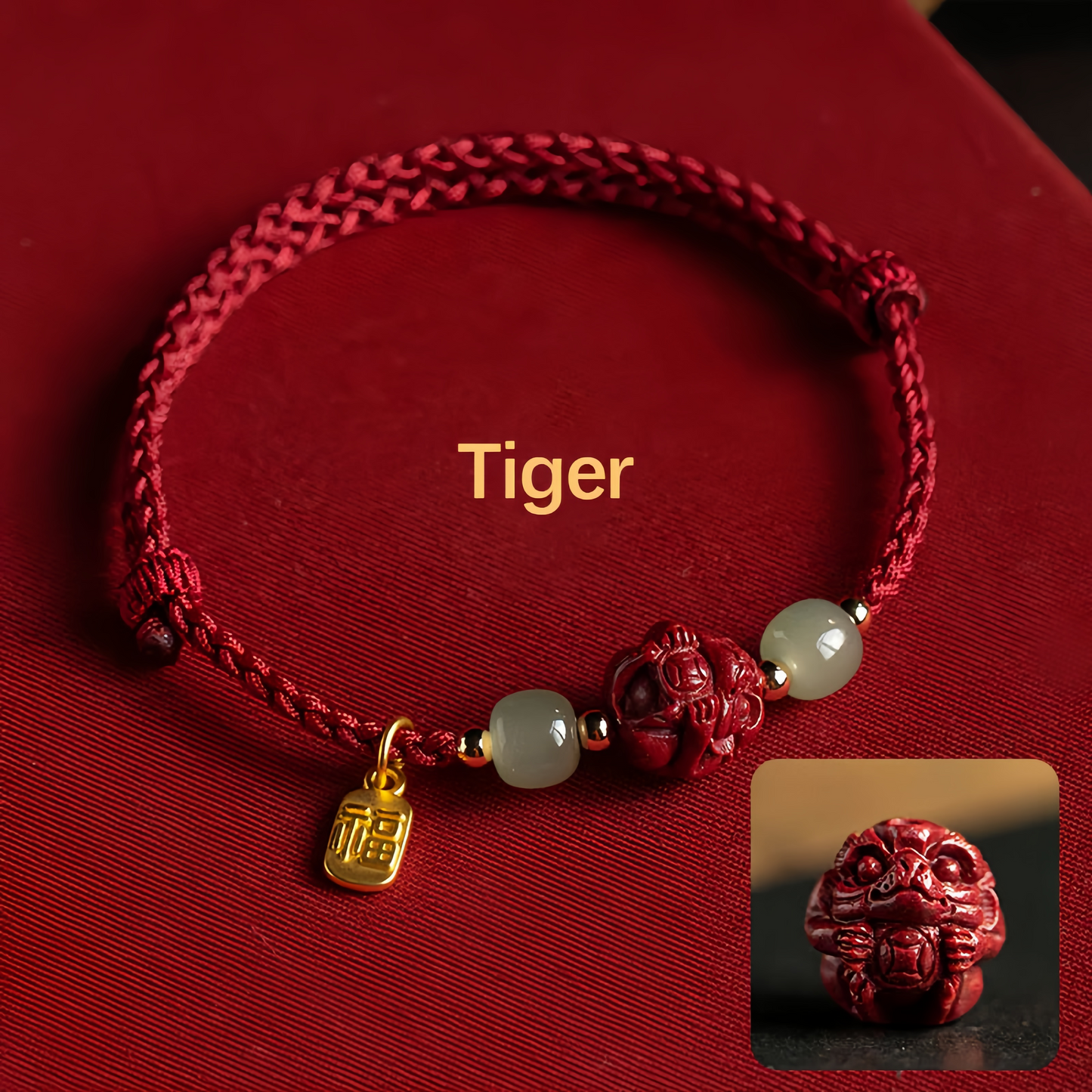 Natural Cinnabar 12 Zodiac Signs Hetian Jade Good Fortune Symbol Lucky Bracelet - Handwoven Charm Jewelry