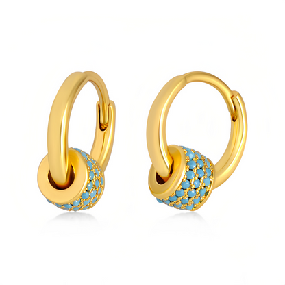 Agate Beaded Hoop Earrings - Detachable Drop Earrings, Colored Gemstone Jewelry