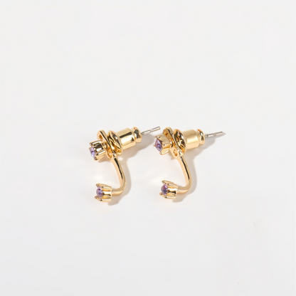 Zodiac Birthstone Earrings - Custom Engraved Gemstone Studs with 12 Month Birthstone Options | Personalized Jewelry for Women