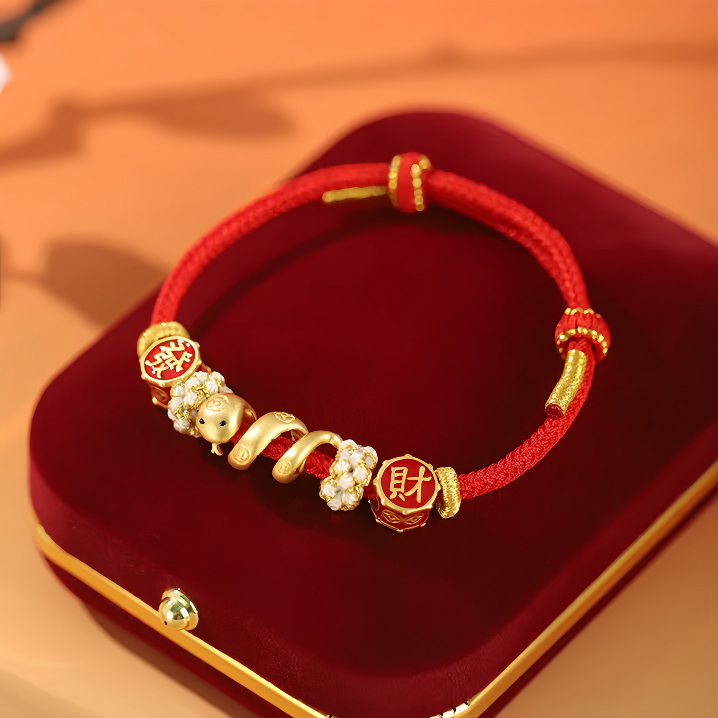 925 Sterling Silver Year Of The Snake Golden Snake Luck  Prosperous Bracelet Necklace Pendant
