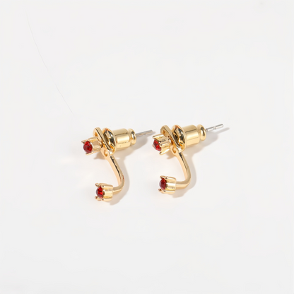 Zodiac Birthstone Earrings - Custom Engraved Gemstone Studs with 12 Month Birthstone Options | Personalized Jewelry for Women