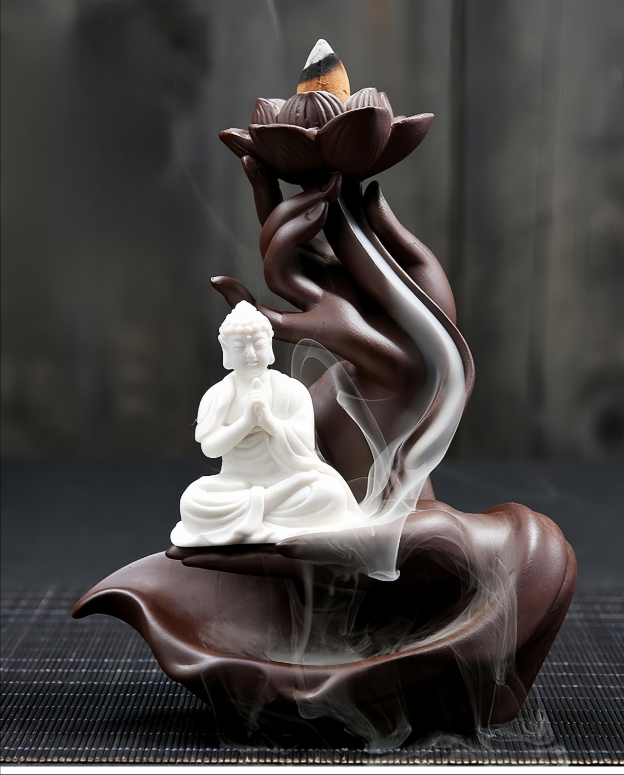 Handcrafted Lotus Buddha Citrus Aromatherapy Incense Burner - Eco-Friendly Zen Meditation Diffuser