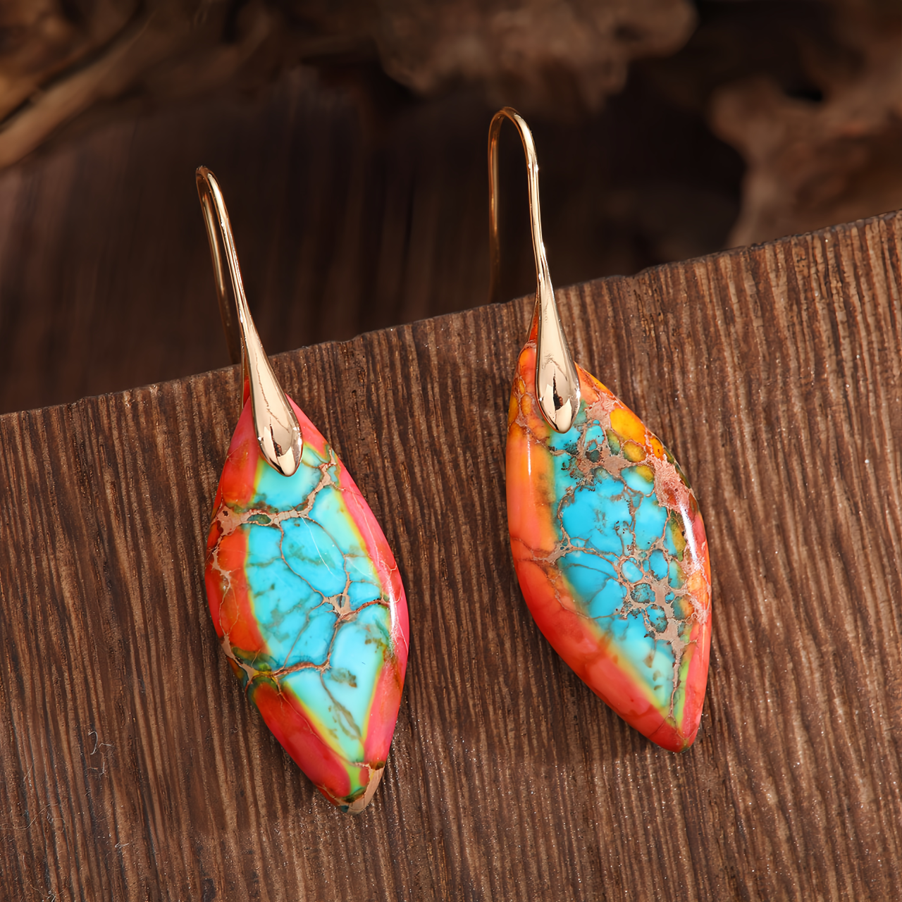 Emperor Stone Healing Crystal Earrings，Handmade Chakra-Balancing Energy Jewelry