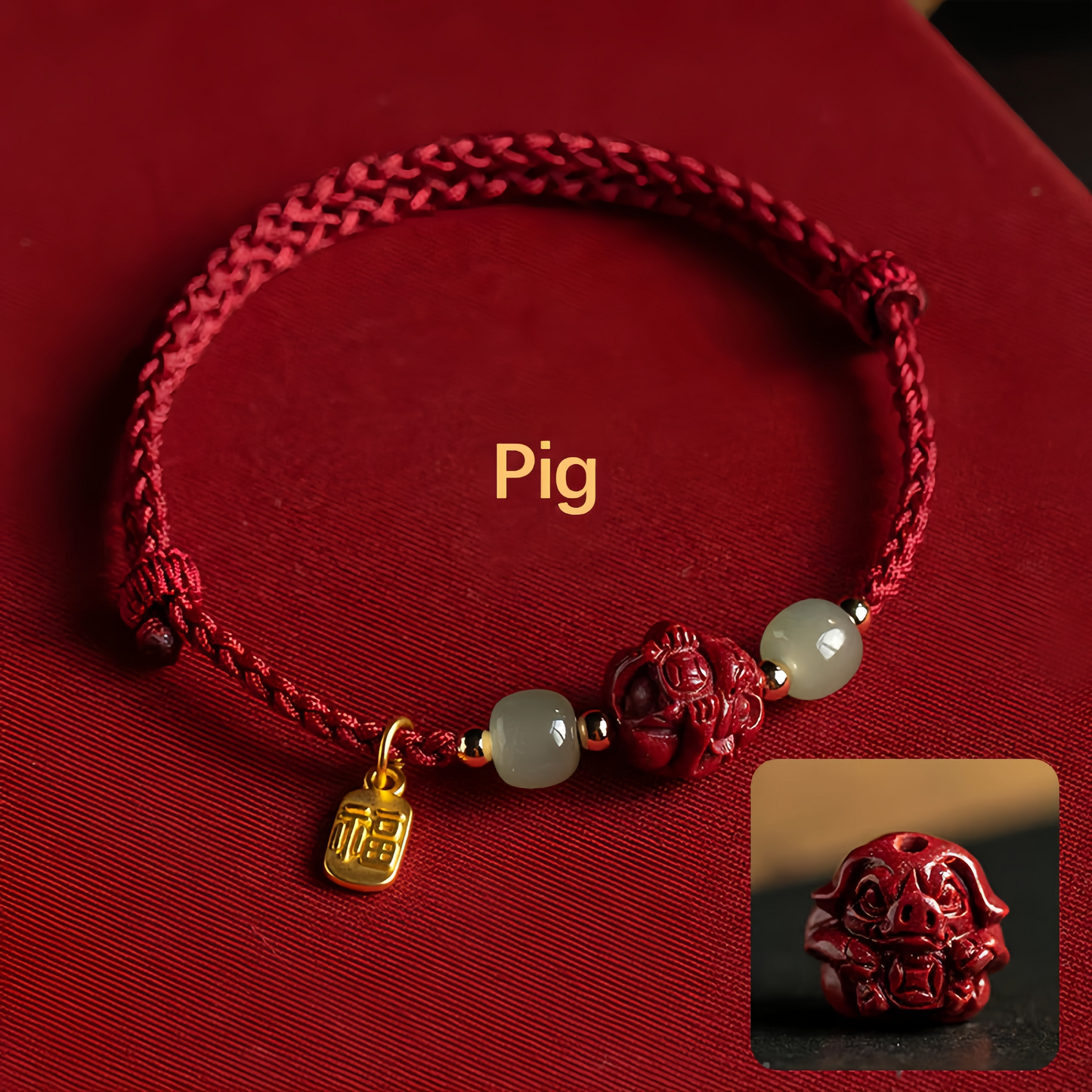 Natural Cinnabar 12 Zodiac Signs Hetian Jade Good Fortune Symbol Lucky Bracelet - Handwoven Charm Jewelry
