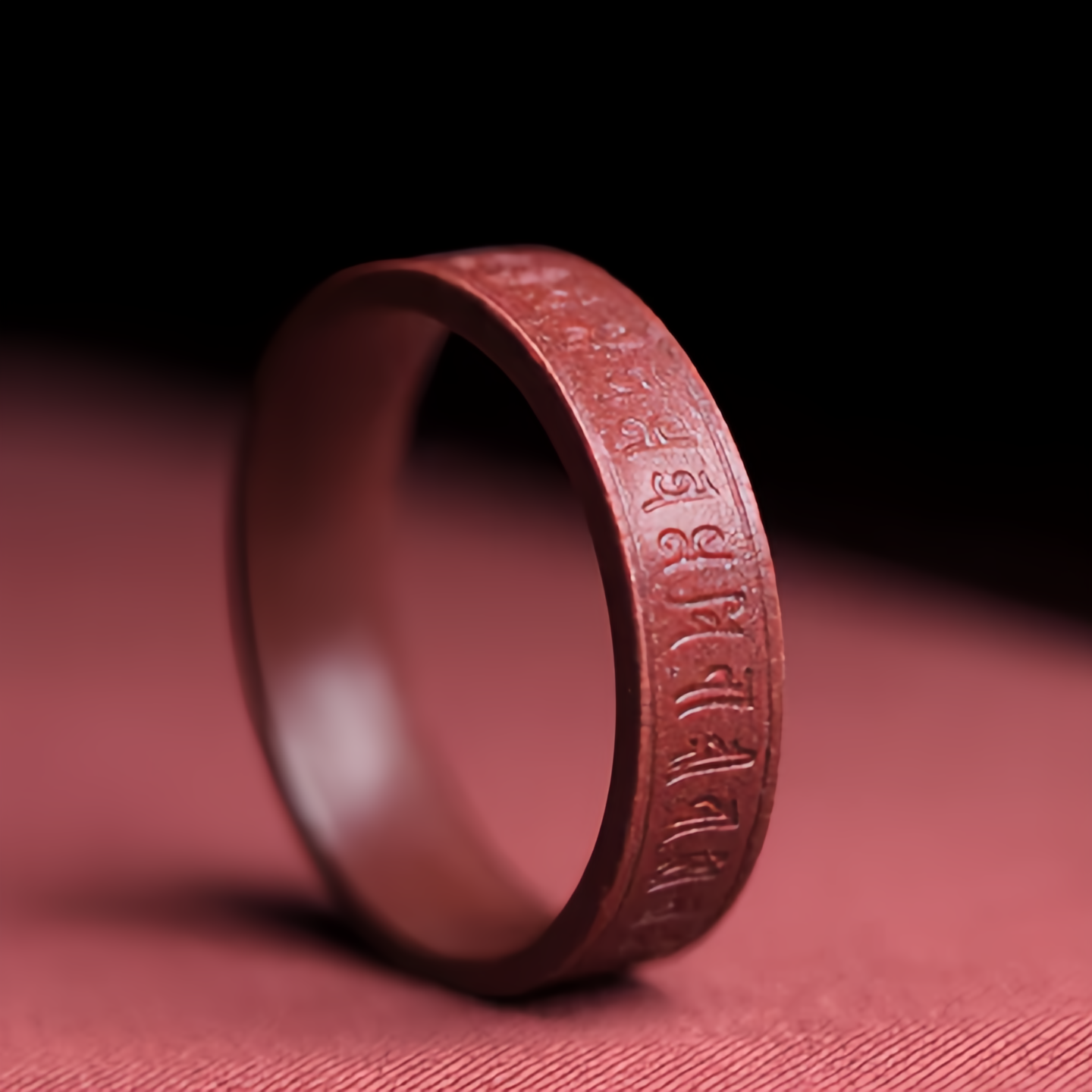 Anello di cinabro fatto a mano con Om Mani Padme Hum, sei sillabe, parole vere, motivo nuvola, simbolo buddista, per uomo e donna.