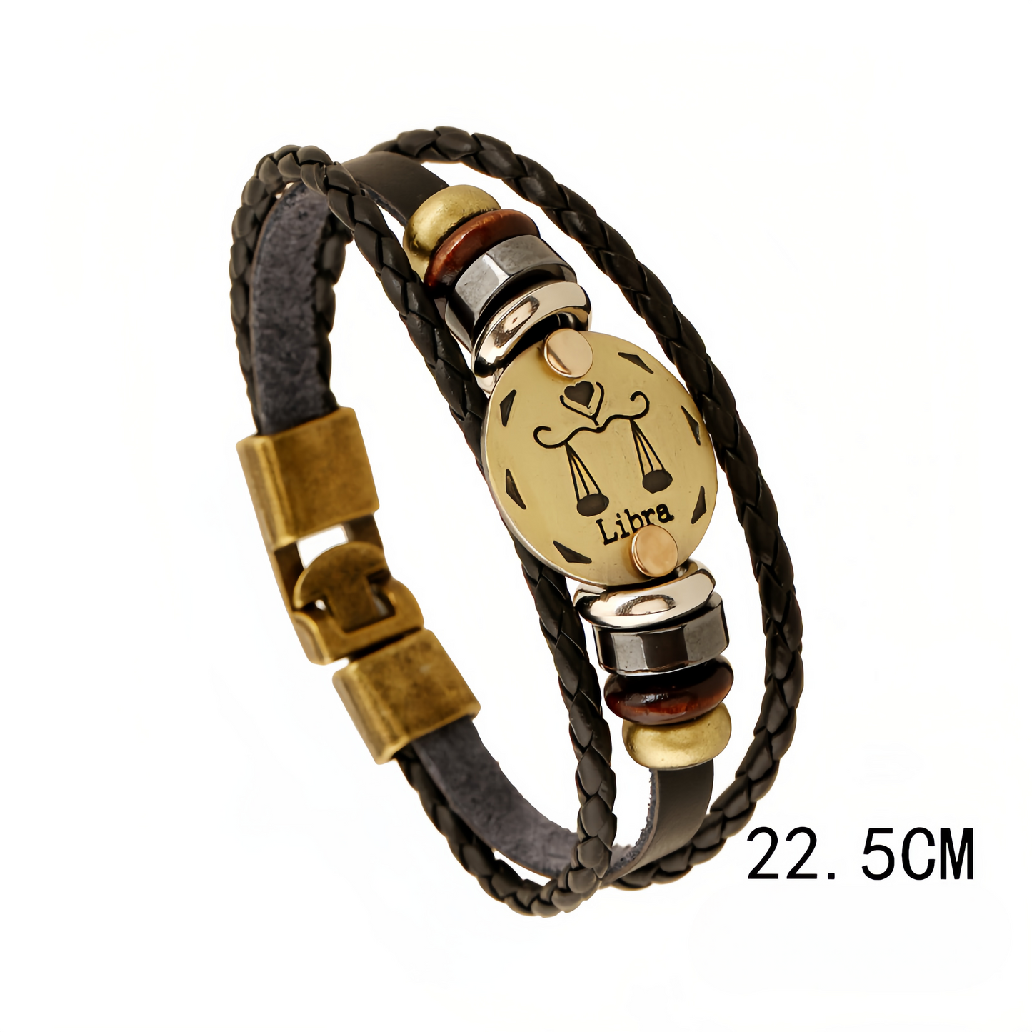 12 Zodiac Signs Handmade Leather Couple Bracelet with Hematite Totem Stone - Mystical Love Jewelry for 2025