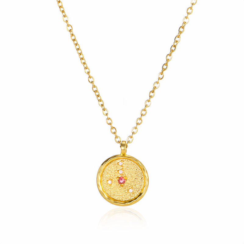 14K Gold Plated Zodiac Star Map Pendant Necklace for All Zodiac Signs – Love Jewelry Gift for Couples