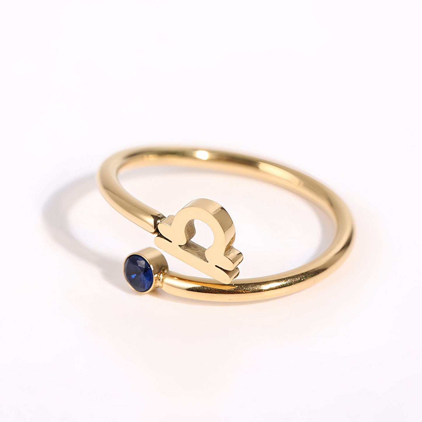 Zodiac Birthstone Titanium Steel Ring with Rune Symbols - Adjustable Open  Zircon Astrology Jewelry