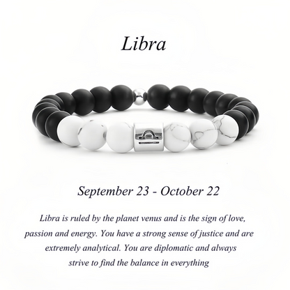 12 Zodiac Signs Natural Matte Stone White Turquoise Beaded Wealth Attraction Bracelet