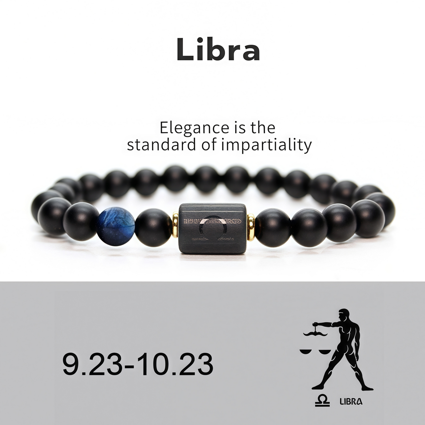 Spiritual Protection 12 Zodiac Signs Black Onyx Guardian Stone Adjustable Stretch Bracelet