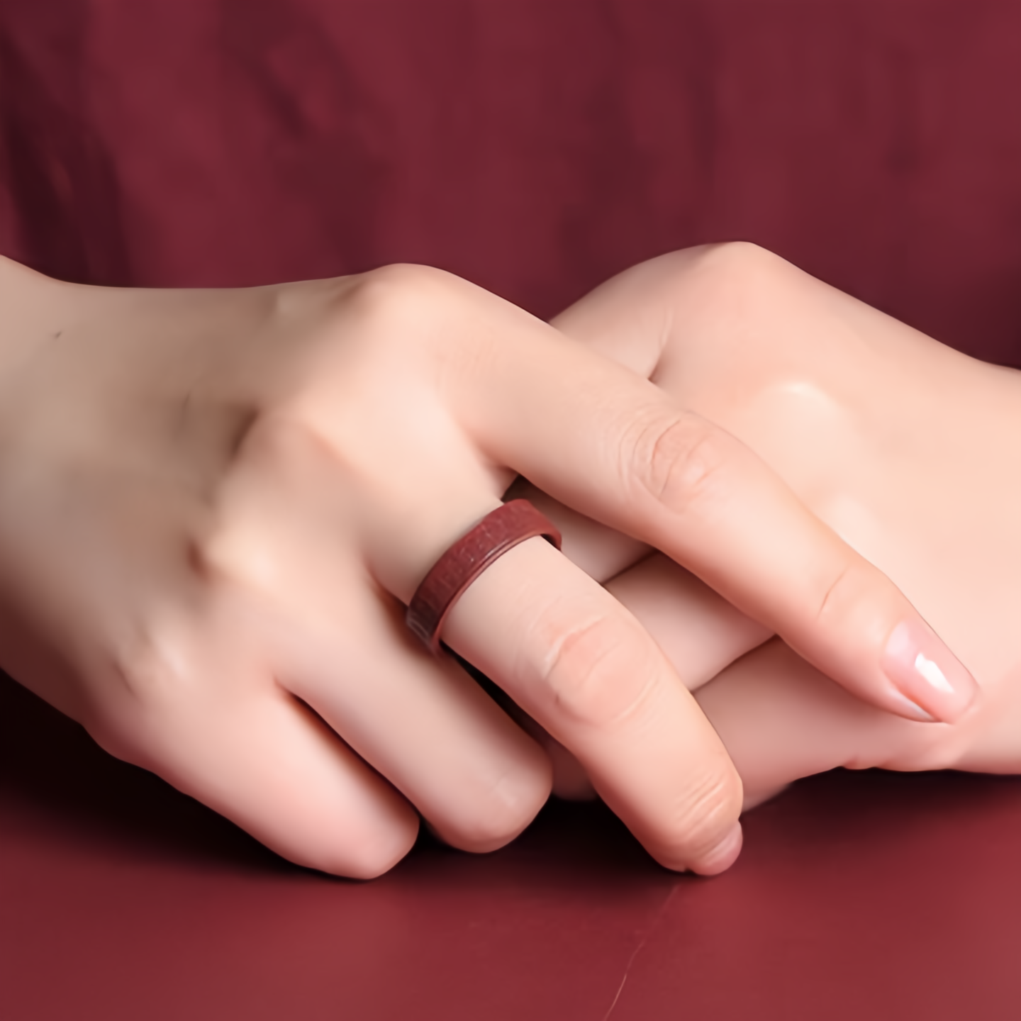 Anello di cinabro fatto a mano con Om Mani Padme Hum, sei sillabe, parole vere, motivo nuvola, simbolo buddista, per uomo e donna.