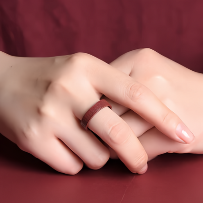 Anello di cinabro fatto a mano con Om Mani Padme Hum, sei sillabe, parole vere, motivo nuvola, simbolo buddista, per uomo e donna.