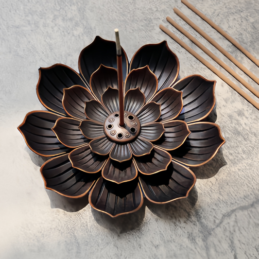 Ntique Bronze 6-Hole Lotus Incense Burner - Handcrafted Zen Home Decor for Meditation, Yoga & Aromatherapy (Eco-Friendly Copper Alloy)