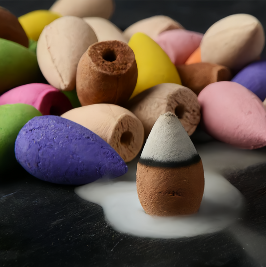 Style Backflow Incense Cones - 30/60 Pack Mixed Aromas (Sandalwood/Amber/Lavender) for Meditation & Zen Home Decor Gifts
