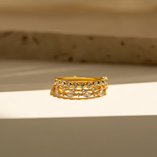 Diamond Stacking Ring ｜ Set of 3 Dainty Gemstone Rings ｜ Crystal Jewelry ｜ Birthday Gift for Girlfriend