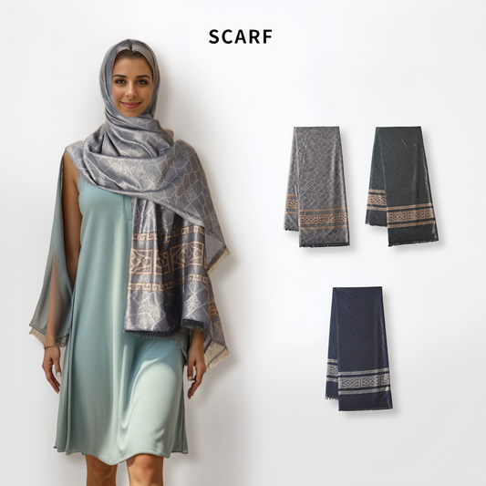 Boho Plaid Scarf - Lightweight UV Protection Silk Shawl for Women, Ethnic Head Cover