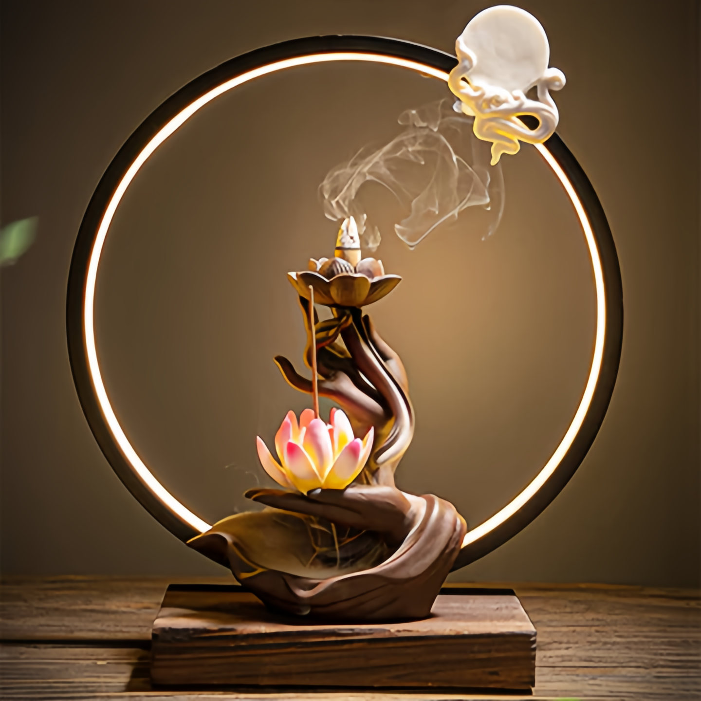 Handcrafted Lotus Buddha Citrus Aromatherapy Incense Burner - Eco-Friendly Zen Meditation Diffuser