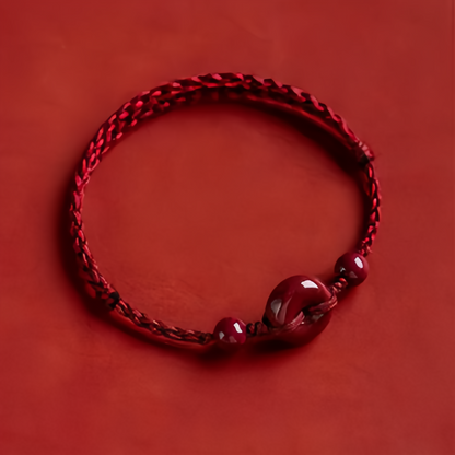925 Sterling Silver Lucky Golden Bead Braided String Bracelet Anklet