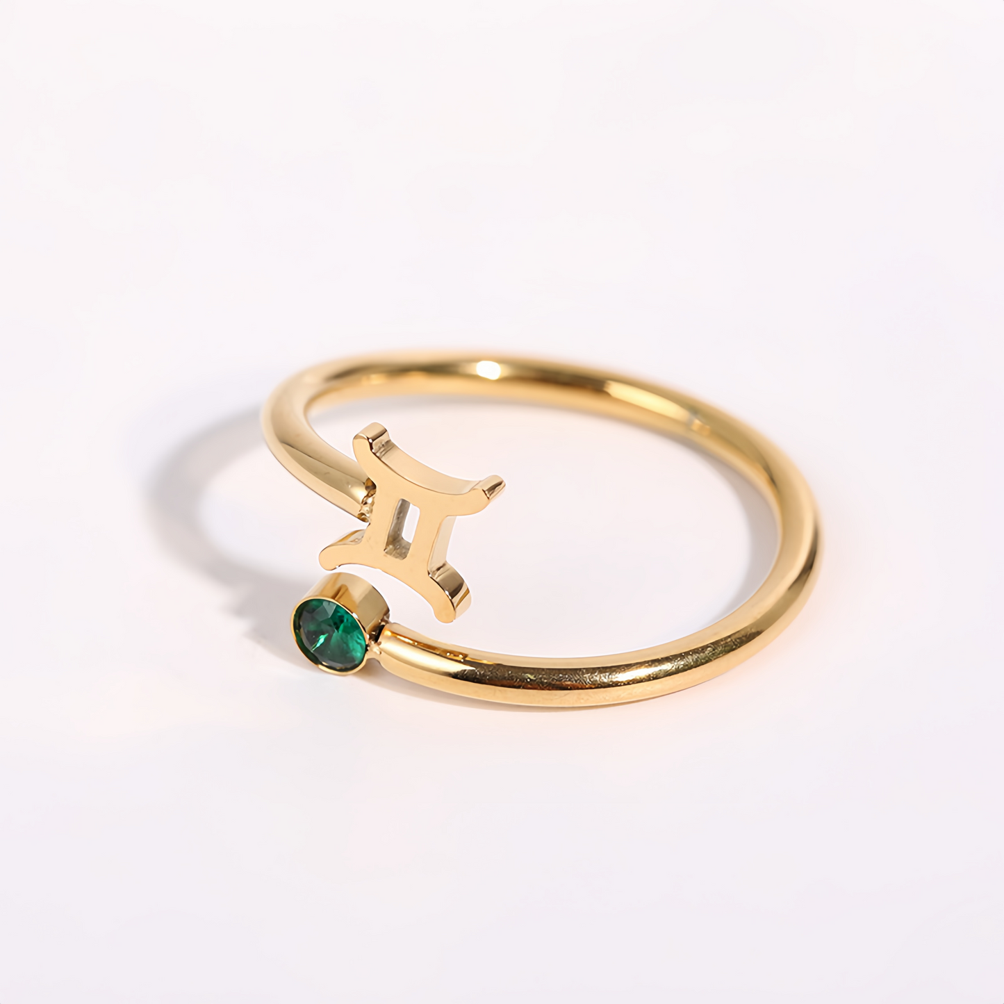 Zodiac Birthstone Titanium Steel Ring with Rune Symbols - Adjustable Open  Zircon Astrology Jewelry