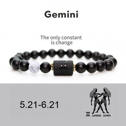 Spiritual Protection 12 Zodiac Signs Black Onyx Guardian Stone Adjustable Stretch Bracelet