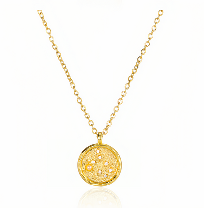 14K Gold Plated Zodiac Star Map Pendant Necklace for All Zodiac Signs – Love Jewelry Gift for Couples