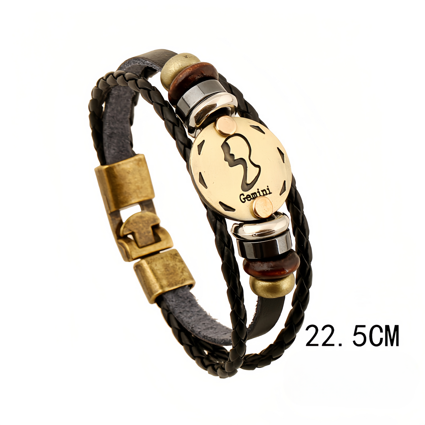 12 Zodiac Signs Handmade Leather Couple Bracelet with Hematite Totem Stone - Mystical Love Jewelry for 2025