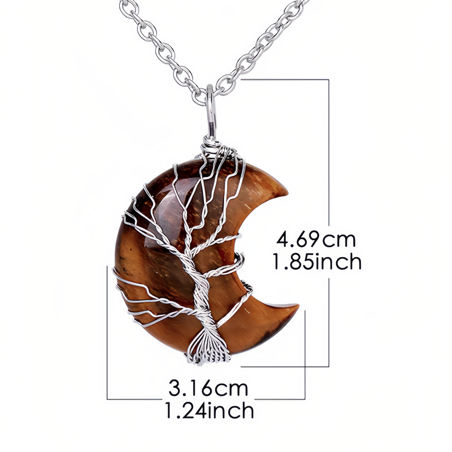 Bijoux d'énergie de guérison : collier pendentif d'énergie de guérison en cristal de quartz naturel arbre de vie de lune