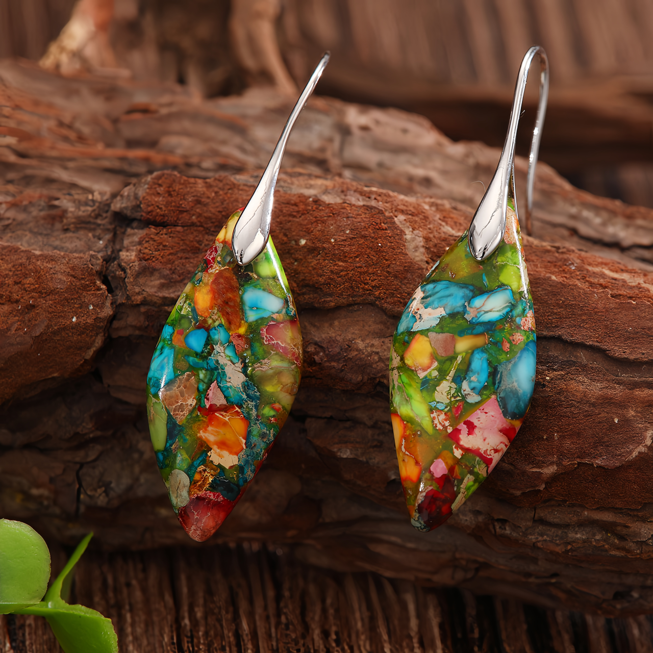 Emperor Stone Healing Crystal Earrings，Handmade Chakra-Balancing Energy Jewelry