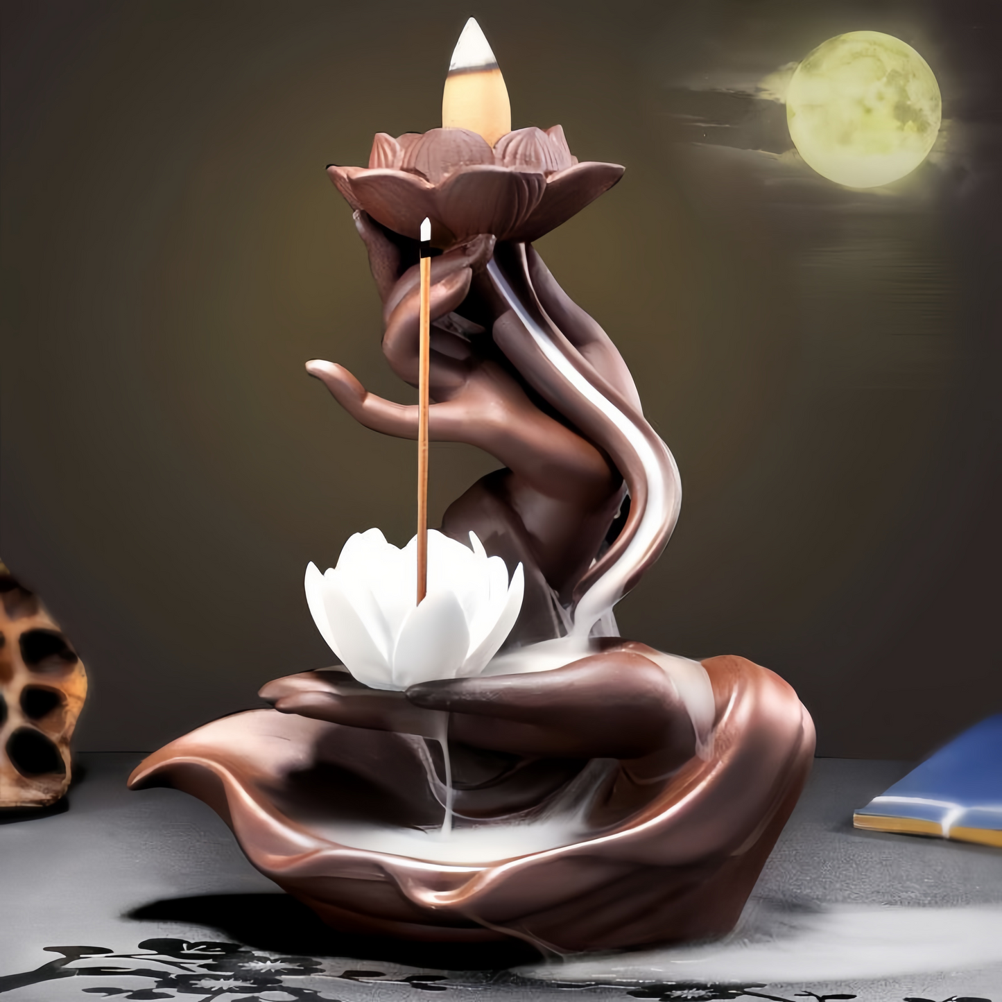 Handcrafted Lotus Buddha Citrus Aromatherapy Incense Burner - Eco-Friendly Zen Meditation Diffuser