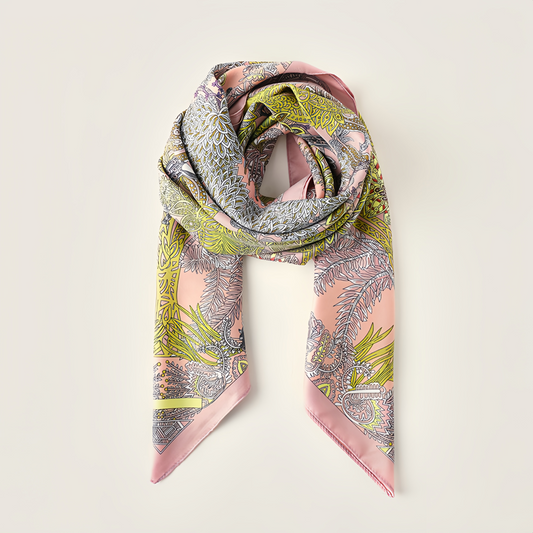 2025 Summer Floral Print Square Scarf - French Vintage Style Chiffon Neck Tie - Breathable Women's Fashion Accessory
