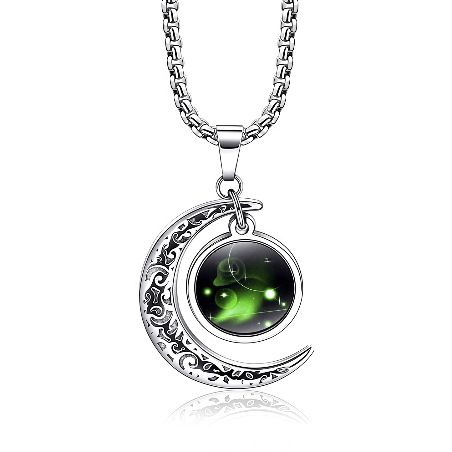 Collana con ciondolo in pietra di luna con guardiano lunare dei 12 segni zodiacali del 2025